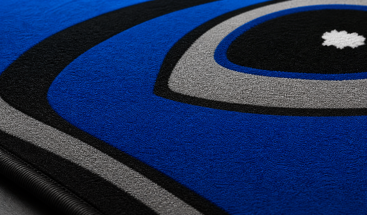 Close-up of a digitally printed car rug
